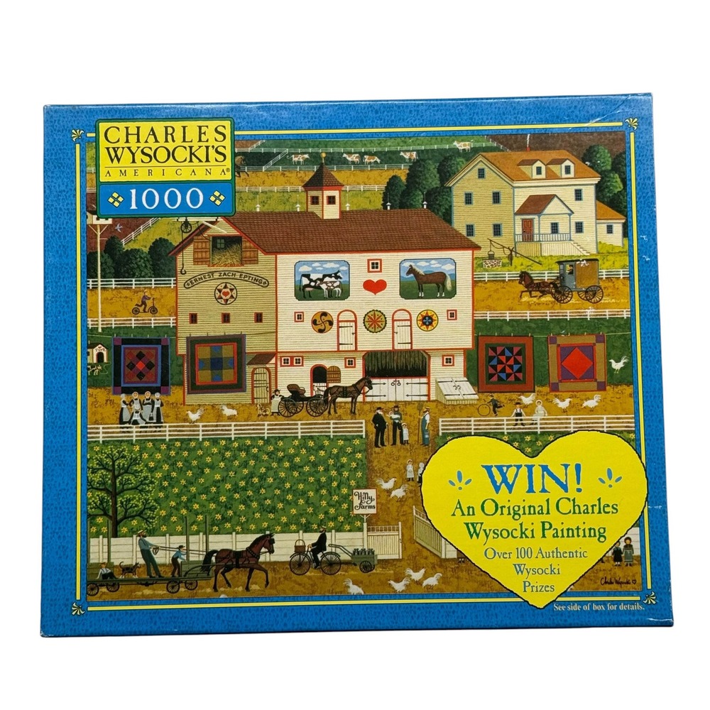 Charles Wysocki Americana Amish Neighbors 1000 Piece Puzzle MB 2003 UNCOUNTED‎